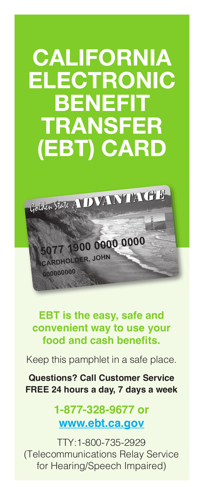 PUB 388 California Electronic Benefit Transfer (EBT) Card