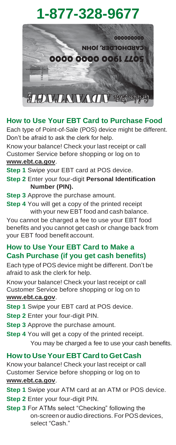 PUB 389 California Electronic Benefit Transfer (EBT) Card How To