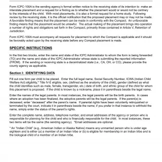 ICPC 100A Instructions  Instructions For Completing Form ICPC 100A Interstate Compact On The Placement Of Children Request