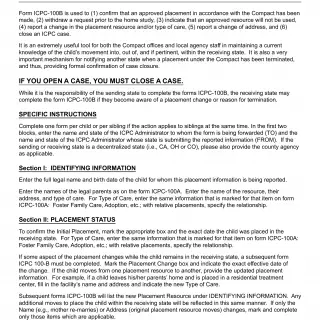 ICPC 100B Instructions  Instructions For Completing Form ICPC 100B Interstate Compact Report On ChildвЂ™s Placement Status