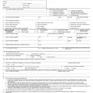 LIC 200 - Application For A Community Care Facility or Residential Care Facility For The Elderly License