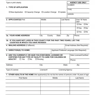 LIC 279 - Application For A Family Child Care Home License