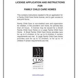 LIC 279A - License Application And Instructions For Family Child Care Homes