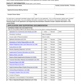 LIC 281D - Application And Supporting Documentation Checklist Foster Family Agency