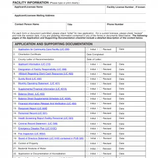 LIC 281E Application And Supporting documentation Checklist Short - Term Residential Therapeutic Program