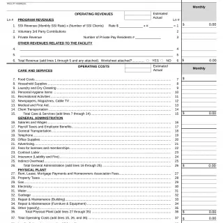 LIC 401 - Monthly Operating Statement