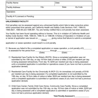 LIC 421A - Civil Penalty Assessment