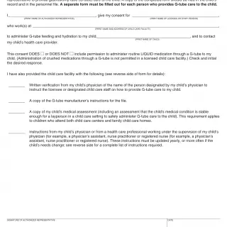 LIC 701B - Gastrostomy - Tube Care Consent/Verification