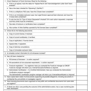 LIC 9029B - Statement Of Facts Preparation Checklist