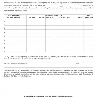 LIC 9098 - Proof Of Correction