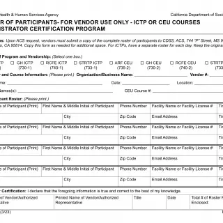 LIC 9142A - Roster of Participants