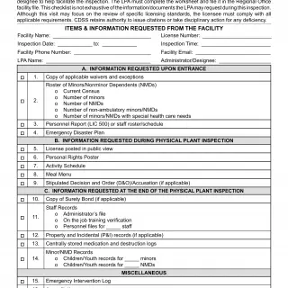 LIC 9236  Entrance Checklist Short Term Residential Therapeutic Program