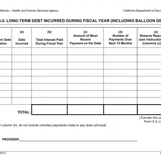 LIC 9266  Form 5-2: Long-Term Debt Incurred During Fiscal Year