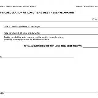 LIC 9267  Form 5-3: Calculation Of Long-Term Debt Reserve Amount