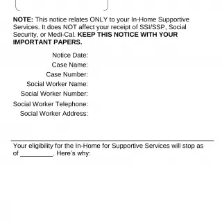 NA 1255L - Notice Of Action In-Home Supportive Services Termination