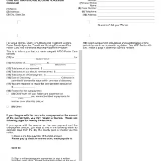 NA 1261 - Notice Of Action - Form and Instructions - For Group Homes, Short-Term Residential Treatment Centers, Foster Family Agencies, Transitional Housing Placement-Plus Foster Care and Transitional Housing Placement Program