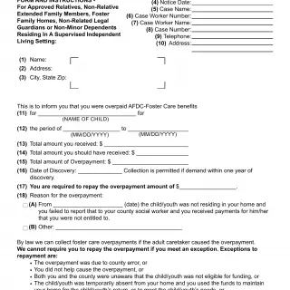 NA 1261A - Notice Of Action For Approved Relatives, Non-Relative Extended Family Members, Foster Family Homes, Non-Related Legal Guardians or Non-Minor Dependents Residing In A Supervised Independent Living Setting