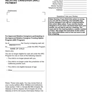 NA 1280 Notice of Action Discontinue Approved Relative Caregiver Payment