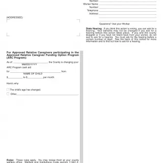 NA 1281 - Notice Of Action - Change Approved Relative Caregiver Payment