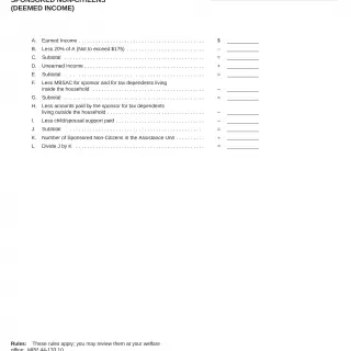 NA 215 - Continuation Page, Sponsor Non Citizens Deemed Income