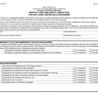 OCFS-DCC-4838 - Monthly Fire and Safety Inspections For Day Care Center (DCC) Programs OCFS-DCC-4838 - Monthly Fire and Safety Inspections For Day Care Center (DCC) Programs