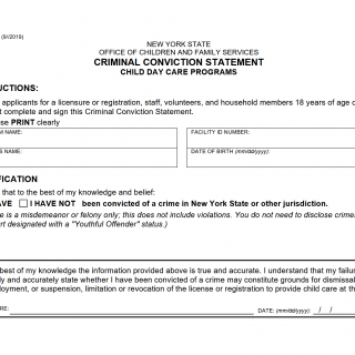 OCFS-6005 - Criminal Conviction Statement-Child Day Care Programs OCFS-6005 - Criminal Conviction Statement-Child Day Care Programs