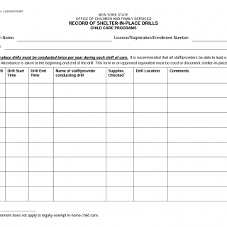 OCFS-6007. Record of Shelter-in-Place Drills OCFS-6007. Record of Shelter-in-Place Drills