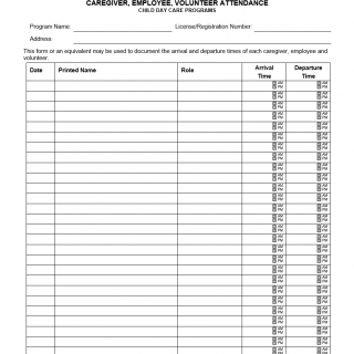 OCFS-6008 - Caregiver, Employee, Volunteer Attendance OCFS-6008 - Caregiver, Employee, Volunteer Attendance