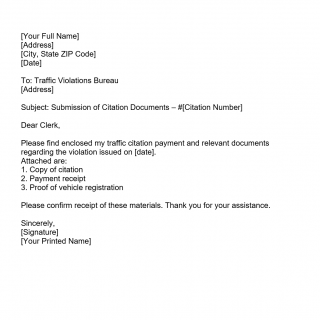Traffic Citation Letter Template Traffic Citation Letter Template