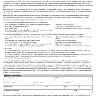 TxDMV MCD-467 - Texas IRP Acceptable Distance Records for Audit