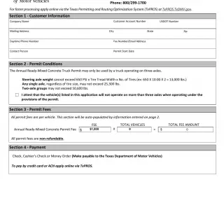 TxDMV MCD-1755 - Annual Ready-Mixed Concrete Permit Application