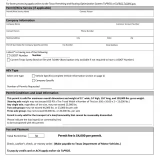 TxDMV MCD-301 - Application for Annual Envelope Permit -- Oversize/Overweight