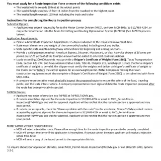 TxDMV MCD-306A - Route Inspection Application