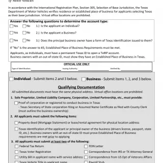 TxDMV MCD-359 - Texas IRP Apportioned Registration New Applicant Checklist for Section 305 Applications