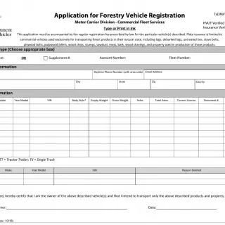 TxDMV MCD-361 - Application for Forestry Vehicle Registration