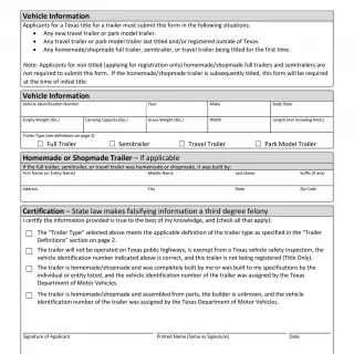 TxDMV VTR-141 - Trailer Verification Statement of Fact