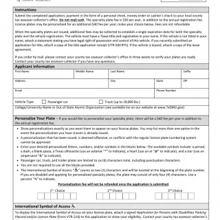 TxDMV VTR-228 - Application for Collegiate and Out of State Alumni Organization License Plates