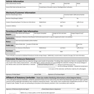 TxDMV VTR-265-FM - Franchise Mechanic's Lien Foreclosure