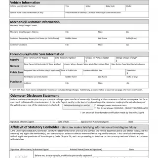 TxDMV VTR-265-M - Mechanic's Lien Foreclosure