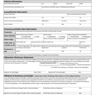 TxDMV VTR-265-SSF - Self-Service Storage Facility Lien Foreclosure