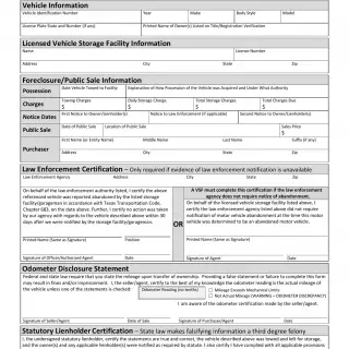 TxDMV VTR-265-VSF - License Vehicle Storage Facility Lien Foreclosure