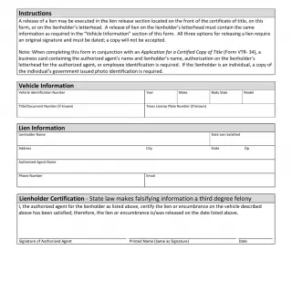 TxDMV VTR-266 - Prescribed Form for Release of Lien