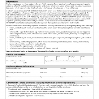 TxDMV VTR-270 - Vehicle Identification Number Certification | FormsDocs.com