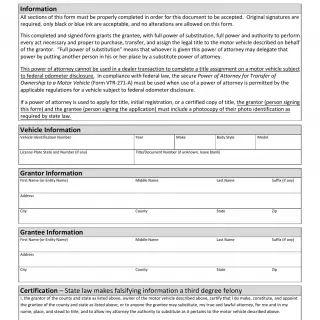 TxDMV VTR-271 - Limited Power of Attorney for Eligible Motor Vehicle Transactions