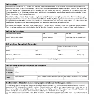 TxDMV VTR-331-SPO - Salvage Pool Operator Statement of Fact