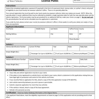 TxDMV VTR-420 - Application for Military Service License Plates