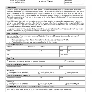 TxDMV VTR-422 - Application for Military Recognition License Plates