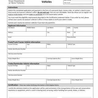 TxDMV VTR-45 - Application for Soil Conservation Vehicles