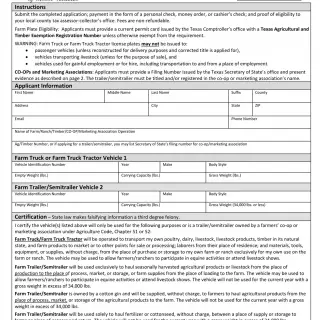 TxDMV VTR-52-A - Application for Farm License Plate