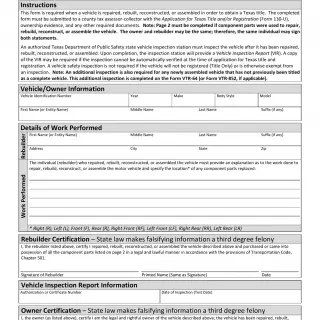 TxDMV VTR-61 - Rebuilt Vehicle Statement